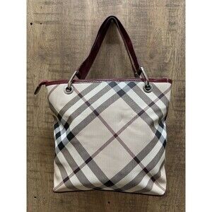 Burberry's London Blue Label vintage classic Nova check PVC tote hand bag purse